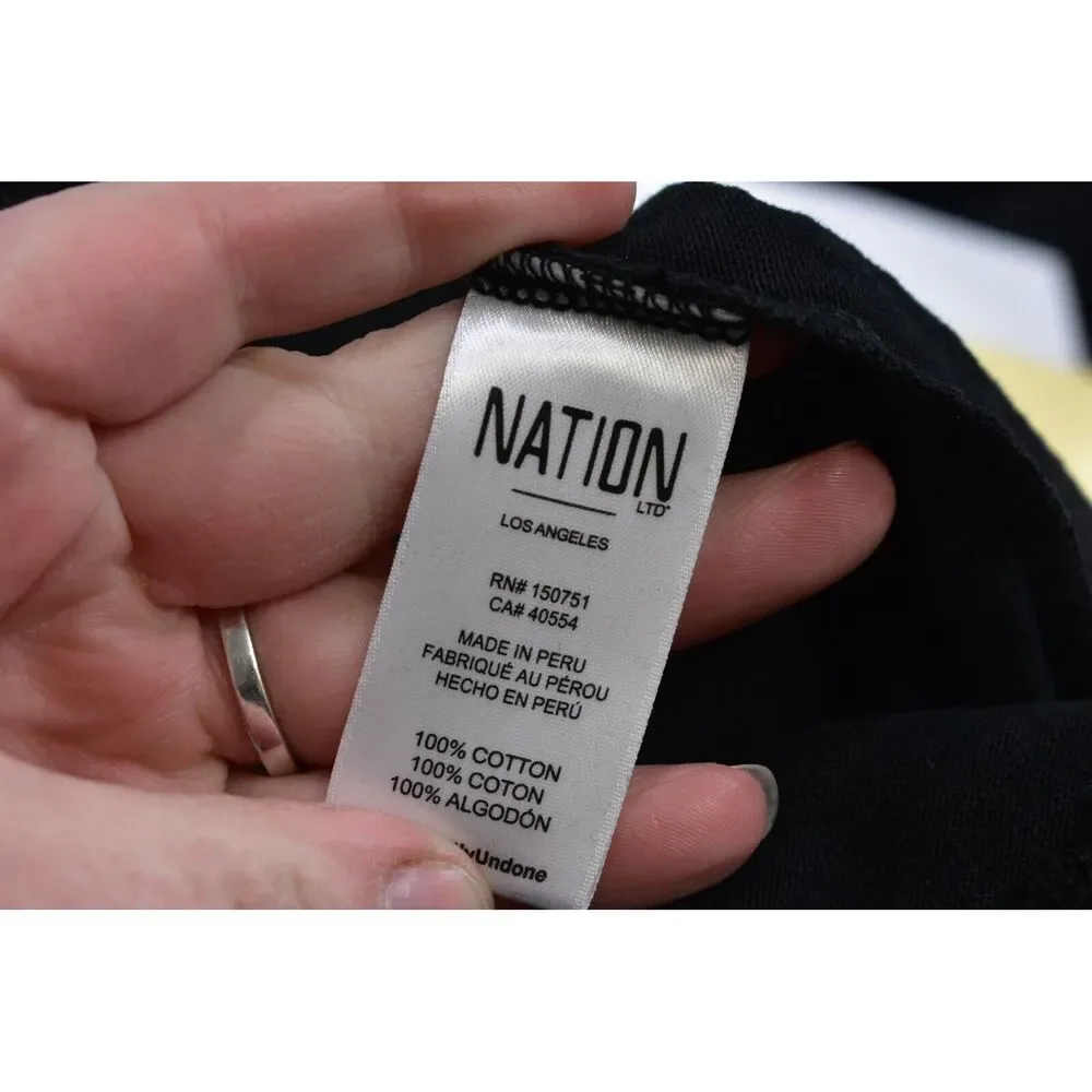 Nation LTD LA Pilar Collar Henley Collared Long Sleeve Black T-shirt Womens S - Picture 10 of 10